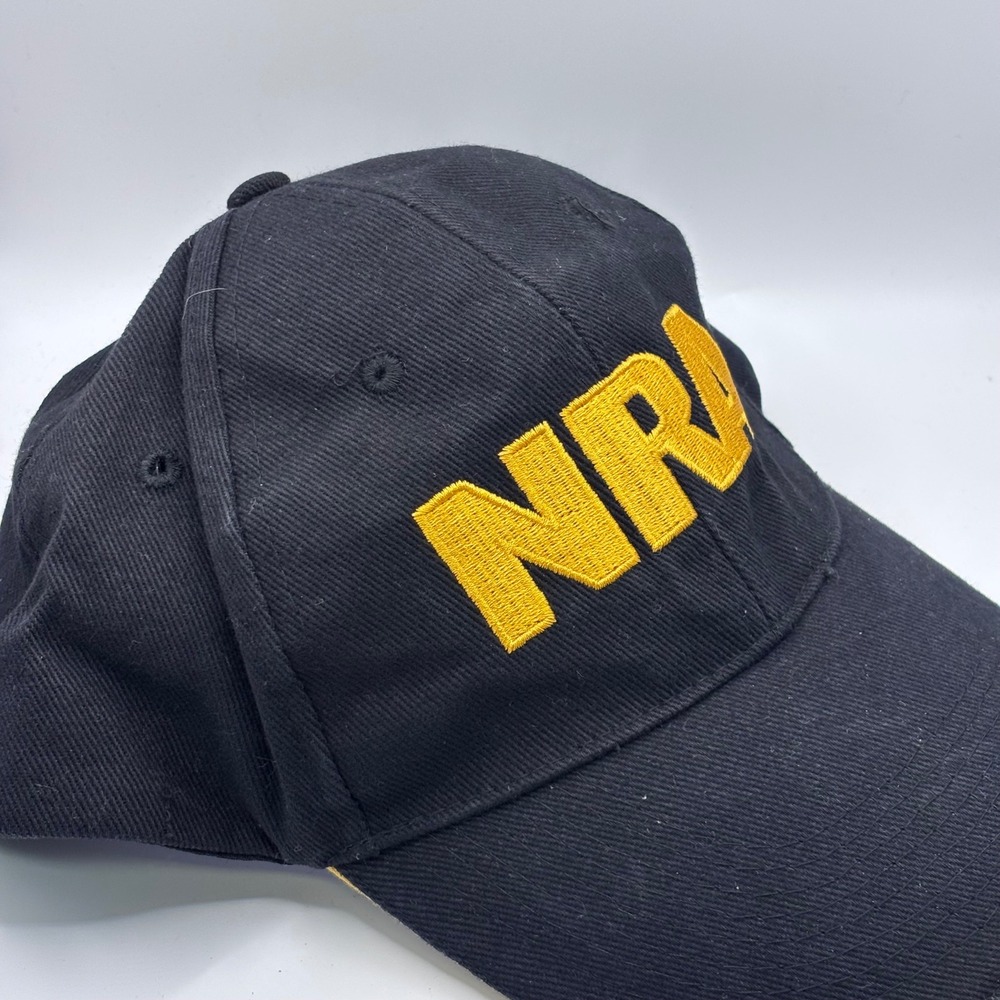 NRA‎ Baseball Cap Mens OSFA Black Yellow Embroidered USA Flag Patriotic Hat